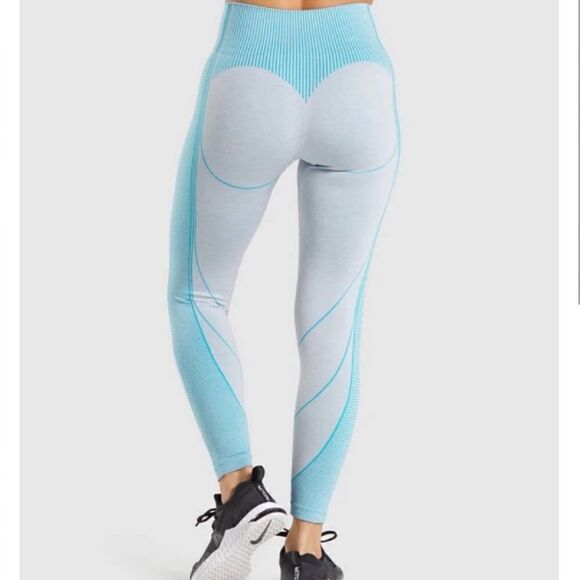 Gymshark Hyper Amplify Leggings Blue Grey Women’s Small - Picture 2 of 6